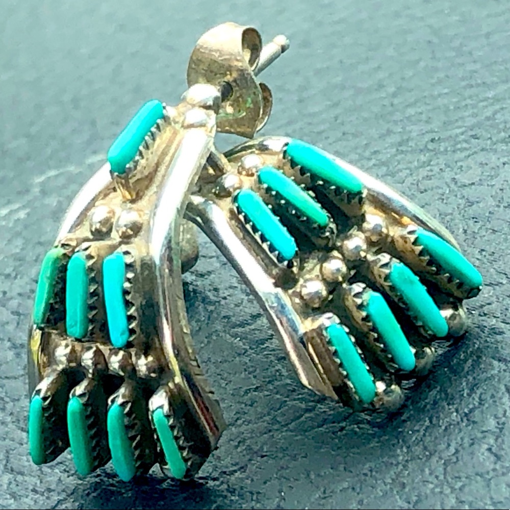 Antique Original NAVAJO earrings Silver&Turquoise